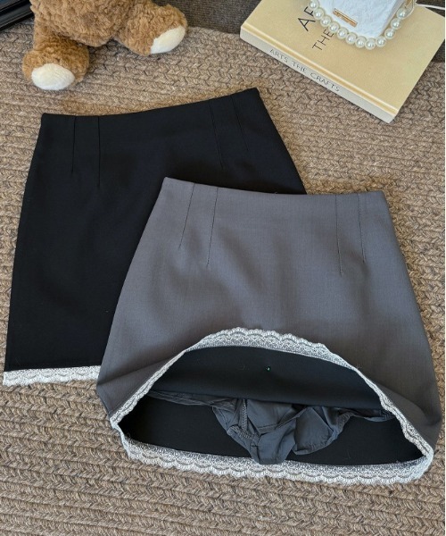 WEGO（ウィゴー）の「WEGO/インナーパンツ付き裾レースタイトスカート（スカート・レディース・グレー/ブラック・SMALL/MEDIUM）」の7枚目の写真