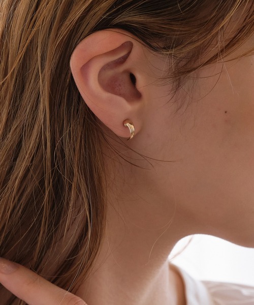 mi 片耳ピアス K10】クレセントフープピアス/ユニセックス/片耳<動画あり