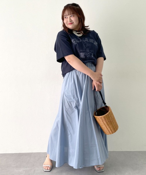 CHIC STYLE(シックスタイル)の「綿100%ピグメント染グラフィックプリントTシャツ<大きいサイズ有>シックスタイル(Tシャツ/カットソー・レディース・ネイビー/スミクロ・M/L/LL/3L/4L/5L)」の9枚目の写真