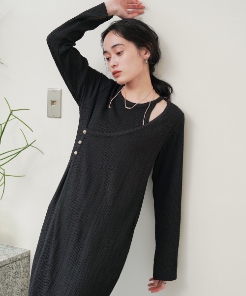 Bab（バブ）の「【低身長さん向けサイズあり】レイヤードデザインカットワンピース（ワンピース・レディース・ホワイト系その他/ブラック・MEDIUM/SMALL）」の20枚目の写真
