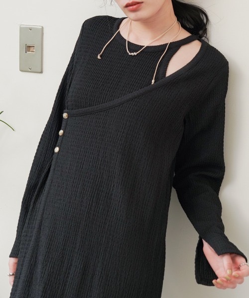 Bab（バブ）の「【低身長さん向けサイズあり】レイヤードデザインカットワンピース（ワンピース・レディース・ホワイト系その他/ブラック・MEDIUM/SMALL）」の11枚目の写真