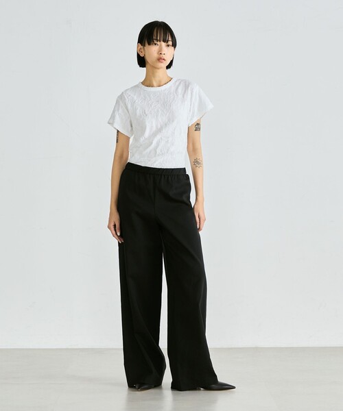 【EDITION】バックカットジャカード ハーフスリーブトップス バックカットジャカード ハーフスリーブトップス（Tシャツ