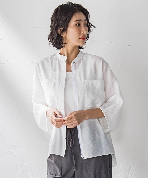 la.f…(ラエフ)の「シアーバンブーブラウス≪洗濯機で洗える≫(シャツ/ブラウス・レディース・ブラウン/グリーン/ホワイト/ベージュ/チャコールグレー・9号)」の2枚目の写真