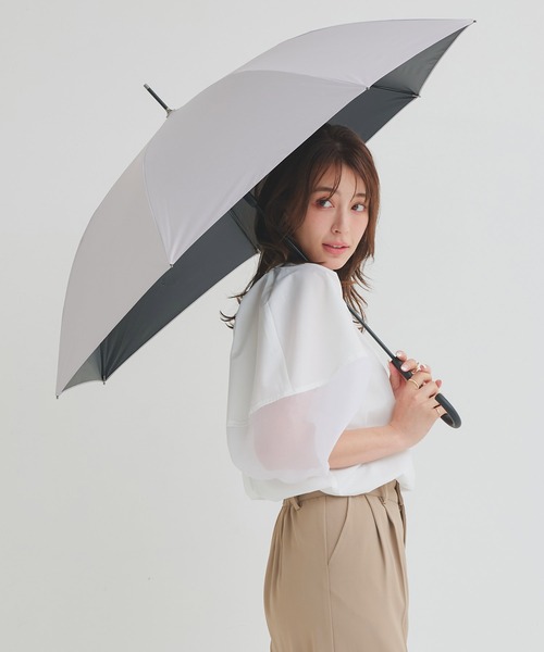 macocca（マコッカ）の「完全遮光 UVカット率100% 晴雨兼用 軽量スリム ジャンプ傘 makez. マケズ 無地 親骨58cm（長傘・レディース・ブラウン/モカ/アイボリー/グレイッシュベージュ・FREE）」の4枚目の写真