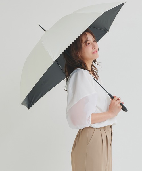 macocca（マコッカ）の「完全遮光 UVカット率100% 晴雨兼用 軽量スリム ジャンプ傘 makez. マケズ 無地 親骨58cm（長傘・レディース・ブラウン/モカ/アイボリー/グレイッシュベージュ・FREE）」の2枚目の写真
