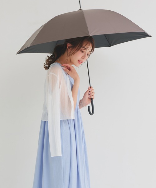 macocca（マコッカ）の「完全遮光 UVカット率100% 晴雨兼用 軽量スリム ジャンプ傘 makez. マケズ 無地 親骨58cm（長傘・レディース・ブラウン/モカ/アイボリー/グレイッシュベージュ・FREE）」の10枚目の写真