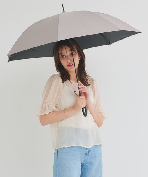 macocca（マコッカ）の「完全遮光 UVカット率100% 晴雨兼用 軽量スリム ジャンプ傘 makez. マケズ 無地 親骨58cm（長傘・レディース・ブラウン/モカ/アイボリー/グレイッシュベージュ・FREE）」の15枚目の写真