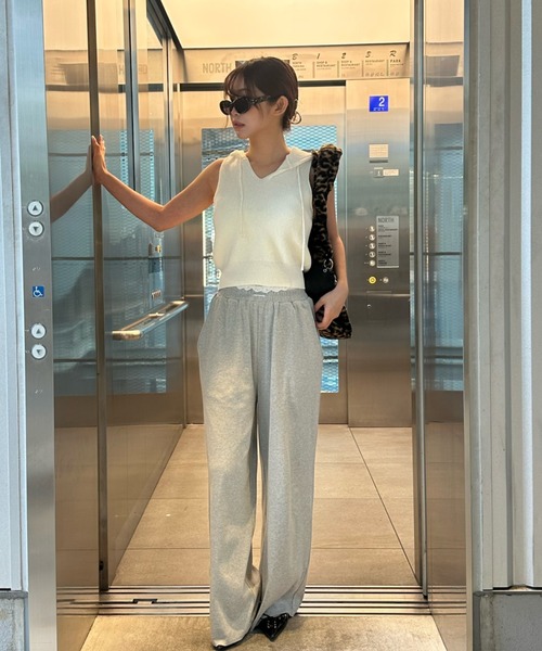 RAY CASSIN（レイカズン）の「レースウエストレイヤードスウェットパンツ（スウェットパンツ・レディース・ホワイト系その他/レッド/ブラック系その他2/グレー・FREE）」の6枚目の写真