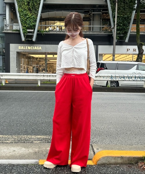 RAY CASSIN（レイカズン）の「レースウエストレイヤードスウェットパンツ（スウェットパンツ・レディース・ホワイト系その他/レッド/ブラック系その他2/グレー・FREE）」の5枚目の写真