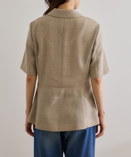 ROPE'(ロペ)の「リネンライク ベルテッドジャケット/セットアップ対応(テーラードジャケット・レディース・ブラック/ベージュ・38/36)」の7枚目の写真