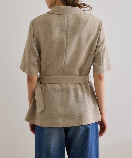 ROPE'(ロペ)の「リネンライク ベルテッドジャケット/セットアップ対応(テーラードジャケット・レディース・ブラック/ベージュ・38/36)」の9枚目の写真