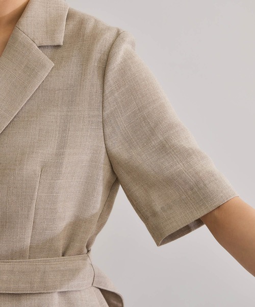 ROPE'(ロペ)の「リネンライク ベルテッドジャケット/セットアップ対応(テーラードジャケット・レディース・ブラック/ベージュ・38/36)」の11枚目の写真
