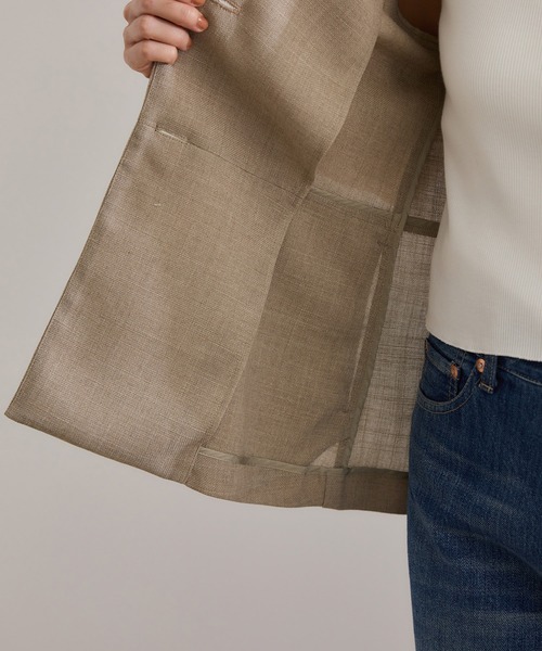 ROPE'(ロペ)の「リネンライク ベルテッドジャケット/セットアップ対応(テーラードジャケット・レディース・ブラック/ベージュ・38/36)」の15枚目の写真