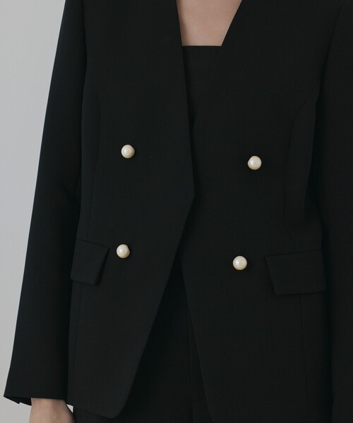 セール】パールボタンノーカラージャケット（ノーカラージャケット
