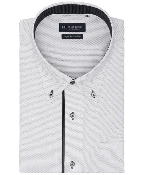 TOKYO SHIRTS(トウキョウシャツ)の「【超形態安定】 形態安定ノンアイロン ボタンダウン 半袖ビジネスワイシャツ(大きいサイズ)(ビジネスシャツ・メンズ・グレー・首回り47cm/首回り45cm)」の1枚目の写真