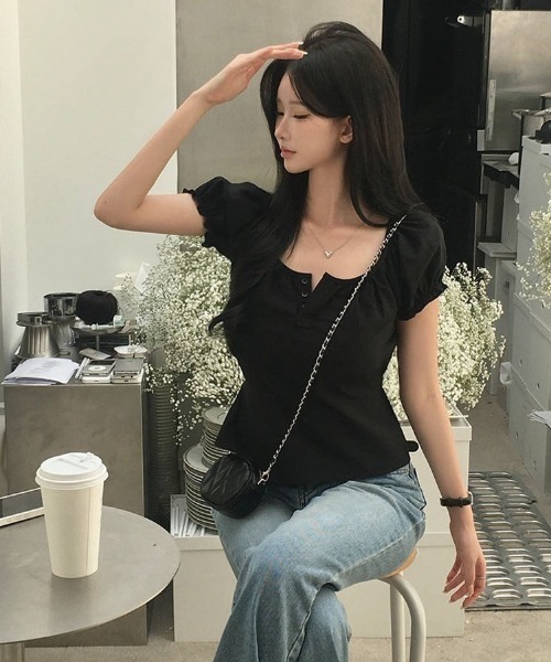 BEIDELLI（ベイデリー）の「[MADE] バルーンパフ半袖ブラウス（シャツ/ブラウス・レディース・ホワイト/ブラック・FREE）」の2枚目の写真