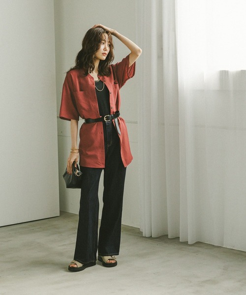 GLOBAL WORK（グローバルワーク）の「イージーケアシアーチュニック/497002（シャツ/ブラウス・レディース・ダークグレー/ダークブラウン/オフホワイト/オレンジ系その他3・LARGE/MEDIUM）」の17枚目の写真