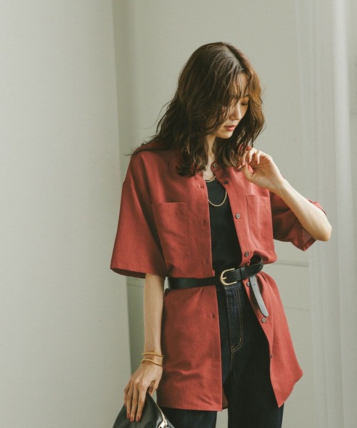 GLOBAL WORK（グローバルワーク）の「イージーケアシアーチュニック/497002（シャツ/ブラウス・レディース・ダークグレー/ダークブラウン/オフホワイト/オレンジ系その他3・LARGE/MEDIUM）」の13枚目の写真