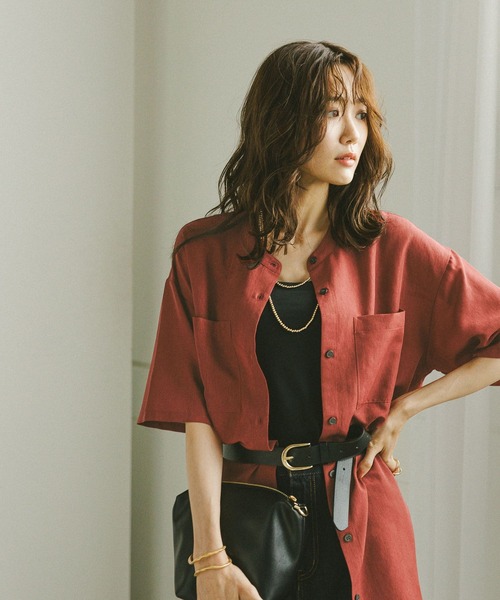 GLOBAL WORK（グローバルワーク）の「イージーケアシアーチュニック/497002（シャツ/ブラウス・レディース・ダークグレー/ダークブラウン/オフホワイト/オレンジ系その他3・LARGE/MEDIUM）」の12枚目の写真