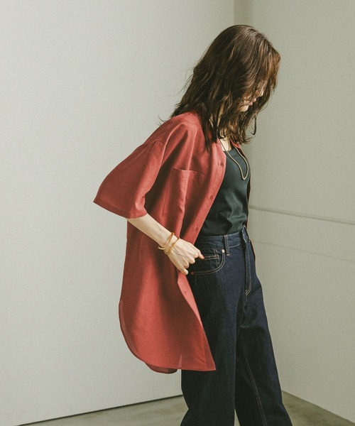 GLOBAL WORK（グローバルワーク）の「イージーケアシアーチュニック/497002（シャツ/ブラウス・レディース・ダークグレー/ダークブラウン/オフホワイト/オレンジ系その他3・LARGE/MEDIUM）」の7枚目の写真