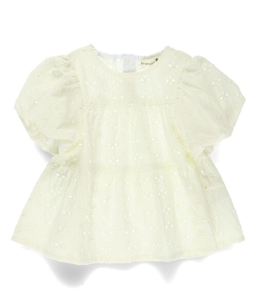 BRANSHES(ブランシェス)の「【おそろい】スカラップレースティアードチュニック(シャツ/ブラウス・キッズ・オレンジ/アイボリー・100/90/120/130/150/140/110)」の3枚目の写真