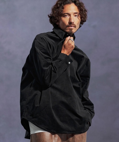 Jih Nunc（ジーヌンク）の「ms6169-ストレッチコーデュロイプルオーバーシャツ（シャツ/ブラウス・メンズ・ワインレッド/ブラウン/ブラック・L/M/S）」の2枚目の写真