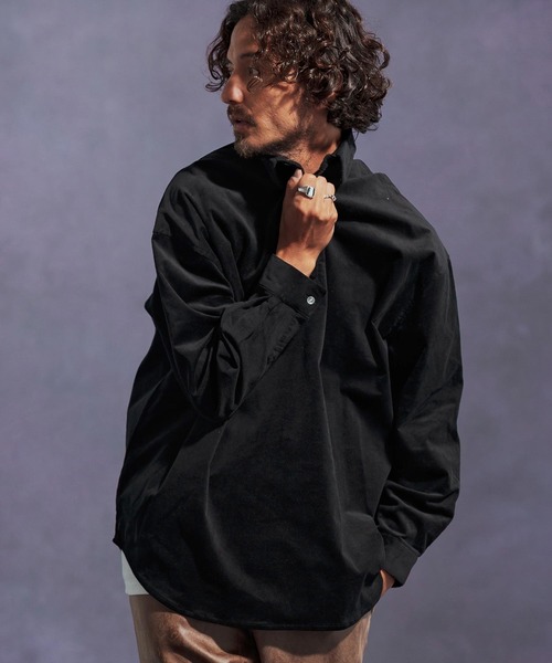 Jih Nunc（ジーヌンク）の「ms6169-ストレッチコーデュロイプルオーバーシャツ（シャツ/ブラウス・メンズ・ワインレッド/ブラウン/ブラック・L/M/S）」の5枚目の写真