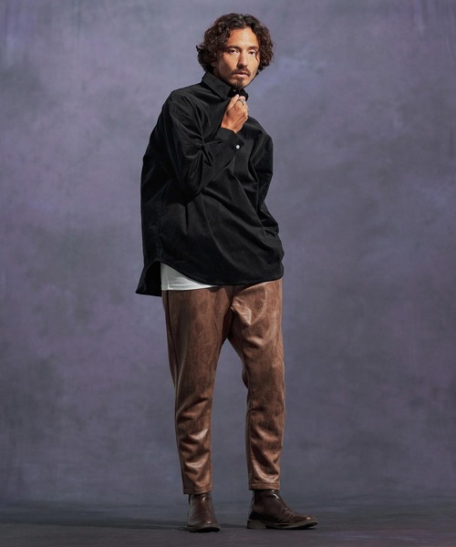 Jih Nunc（ジーヌンク）の「ms6169-ストレッチコーデュロイプルオーバーシャツ（シャツ/ブラウス・メンズ・ワインレッド/ブラウン/ブラック・L/M/S）」の7枚目の写真