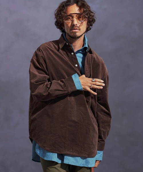 Jih Nunc（ジーヌンク）の「ms6169-ストレッチコーデュロイプルオーバーシャツ（シャツ/ブラウス・メンズ・ワインレッド/ブラウン/ブラック・L/M/S）」の10枚目の写真