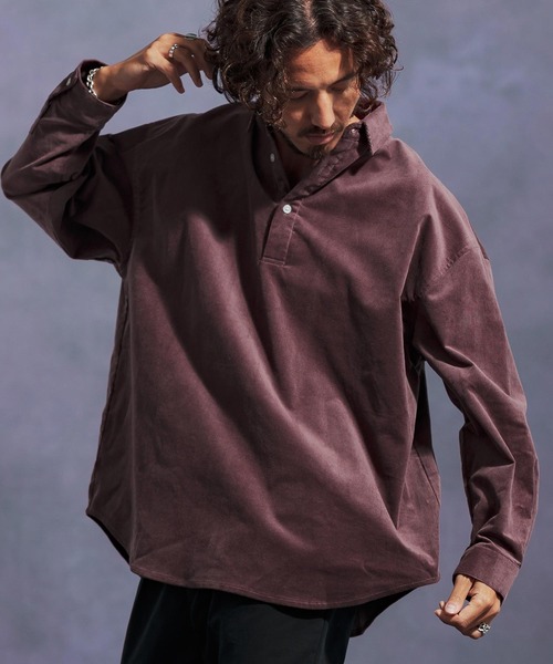 Jih Nunc（ジーヌンク）の「ms6169-ストレッチコーデュロイプルオーバーシャツ（シャツ/ブラウス・メンズ・ワインレッド/ブラウン/ブラック・L/M/S）」の18枚目の写真