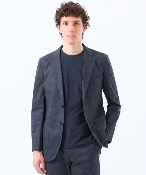 MACKINTOSH PHILOSOPHY(マッキントッシュ フィロソフィー)の「テーラードジャージー ジャケット ツイル/チェックプリントメッシュ(テーラードジャケット・メンズ・ブルー系その他7/ネイビー/チャコールグレー/グレー・38/42/36/40)」の2枚目の写真