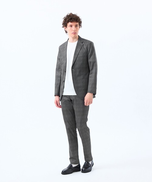 セール】テーラードジャージー ジャケット ツイル/チェックプリント