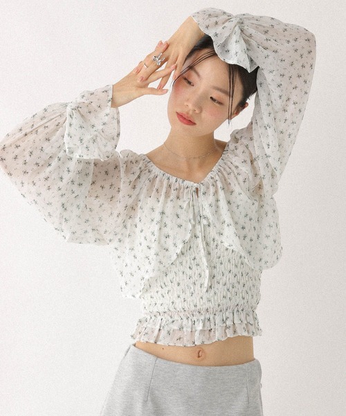 Heather(ヘザー)の「フラワーボレロ/キャミ2P 587259(カーディガン/ボレロ・レディース・ブラック/オフホワイト/ピンク・FREE)」の6枚目の写真
