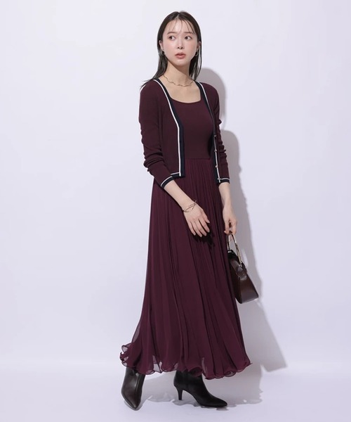 Mystrada（マイストラーダ）の「Ｗ配色ラインカーディガン（ニット/セーター・レディース・ネイビー/レッド系その他3/キャメル/ピンク・38）」の10枚目の写真