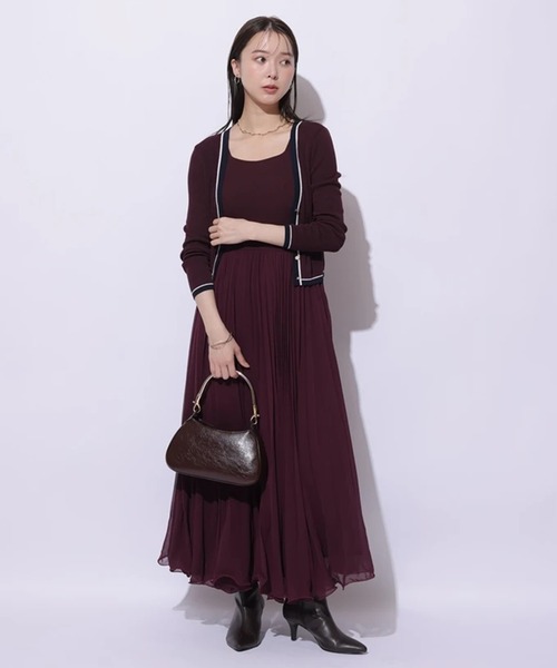 Mystrada（マイストラーダ）の「Ｗ配色ラインカーディガン（ニット/セーター・レディース・ネイビー/レッド系その他3/キャメル/ピンク・38）」の12枚目の写真