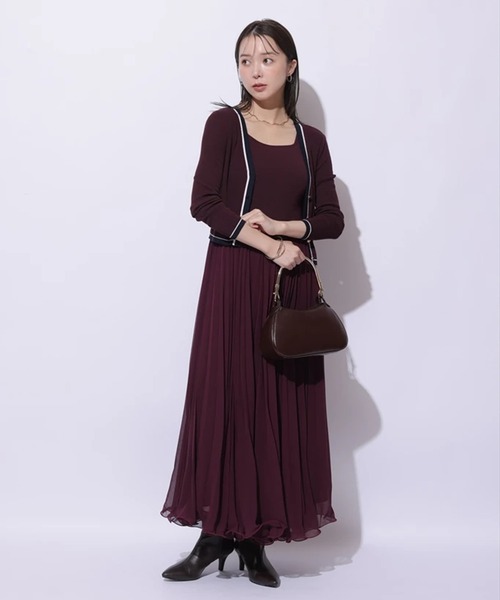 Mystrada（マイストラーダ）の「Ｗ配色ラインカーディガン（ニット/セーター・レディース・ネイビー/レッド系その他3/キャメル/ピンク・38）」の13枚目の写真