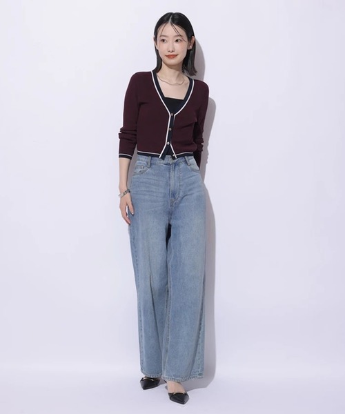 Mystrada（マイストラーダ）の「Ｗ配色ラインカーディガン（ニット/セーター・レディース・ネイビー/レッド系その他3/キャメル/ピンク・38）」の19枚目の写真