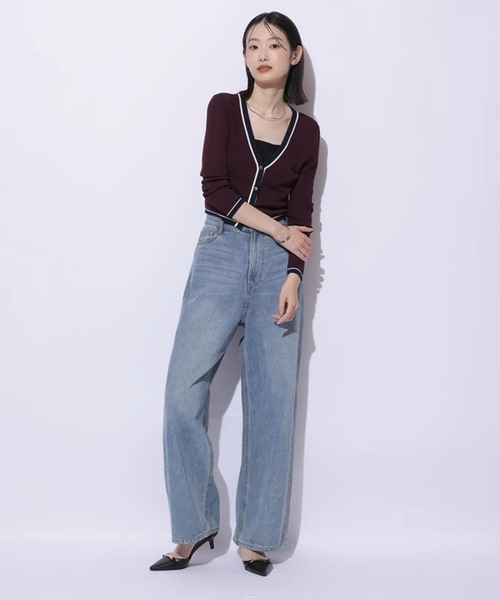 Mystrada（マイストラーダ）の「Ｗ配色ラインカーディガン（ニット/セーター・レディース・ネイビー/レッド系その他3/キャメル/ピンク・38）」の20枚目の写真