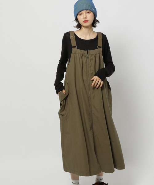 niko and...（ニコアンド）の「ポケットZIPジャンパースカート（ジャンパースカート・レディース・カーキ/チャコール/ブラウン/ライトベージュ/カーキ系2・MEDIUM/LARGE）」の5枚目の写真