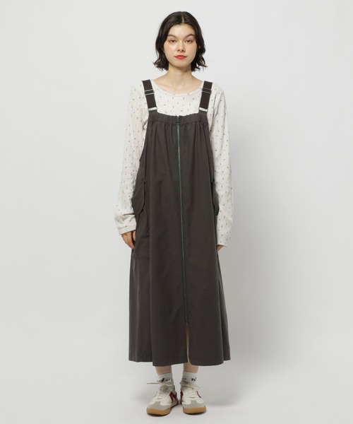 niko and...（ニコアンド）の「ポケットZIPジャンパースカート（ジャンパースカート・レディース・カーキ/チャコール/ブラウン/ライトベージュ/カーキ系2・MEDIUM/LARGE）」の9枚目の写真