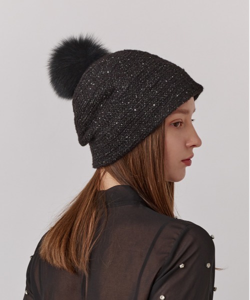 Chapeau d' O（シャポードオー）の「Chapeau d' O  Spangle Mohair Beanie / シャポードオー（ニットキャップ/ビーニー・レディース・ブラック/グレー/ホワイト・M/57.5cm）」の19枚目の写真