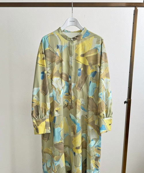 LHELBIE（レルビエ）の「ラフペイントワンピース（ワンピース・レディース・グレイッシュベージュ/ブラック/イエロー・M）」の16枚目の写真