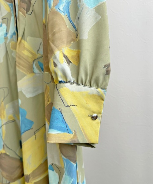 LHELBIE（レルビエ）の「ラフペイントワンピース（ワンピース・レディース・グレイッシュベージュ/ブラック/イエロー・M）」の18枚目の写真