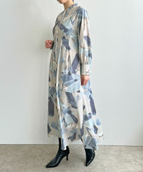 LHELBIE（レルビエ）の「ラフペイントワンピース（ワンピース・レディース・グレイッシュベージュ/ブラック/イエロー・M）」の22枚目の写真