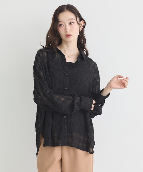 earth music&ecology(アースミュージックアンドエコロジー)の「シャドーチェックシャツ(シャツ/ブラウス・レディース・ブラック/ピンク/ブラウン・FREE)」の16枚目の写真
