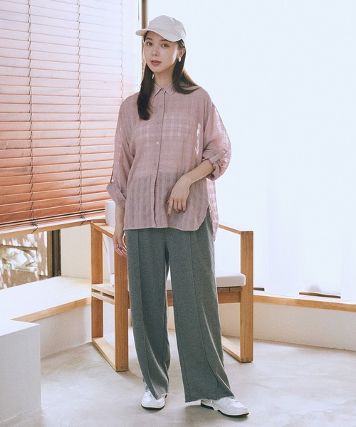 earth music&ecology(アースミュージックアンドエコロジー)の「シャドーチェックシャツ(シャツ/ブラウス・レディース・ブラック/ピンク/ブラウン・FREE)」の9枚目の写真