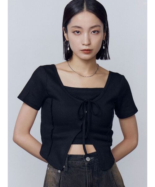 EMODA（エモダ）の「カットツインセット（Tシャツ/カットソー・レディース・ブルー/その他/ブラック・FREE）」の2枚目の写真