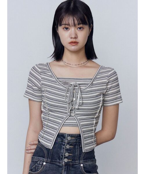 EMODA（エモダ）の「カットツインセット（Tシャツ/カットソー・レディース・ブルー/その他/ブラック・FREE）」の4枚目の写真