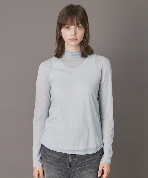 DRESSTERIOR（ドレステリア）の「【シアー素材】シアータートルトップス（Tシャツ/カットソー・レディース・サックスブルー/ブラック/ライトベージュ・38/36/34/40）」の3枚目の写真