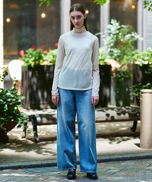 DRESSTERIOR（ドレステリア）の「【シアー素材】シアータートルトップス（Tシャツ/カットソー・レディース・サックスブルー/ブラック/ライトベージュ・38/36/34/40）」の4枚目の写真